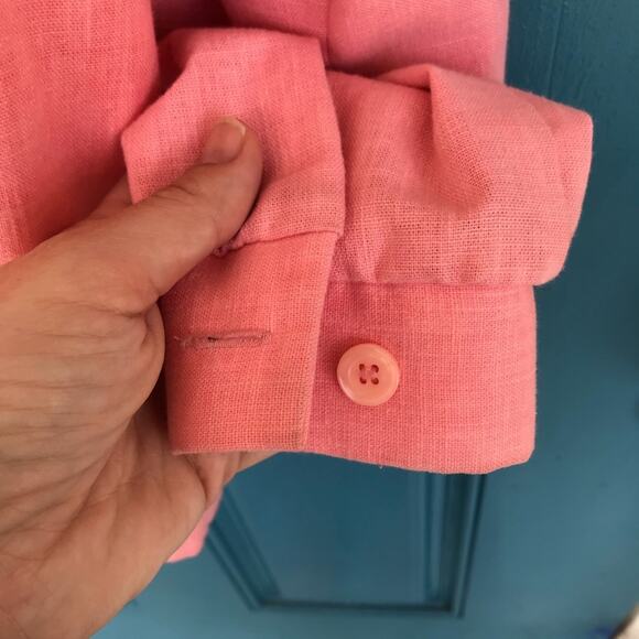 Vintage BonWorth salmon Pink blue flowers Embroidered size petite small - Picture 6 of 6